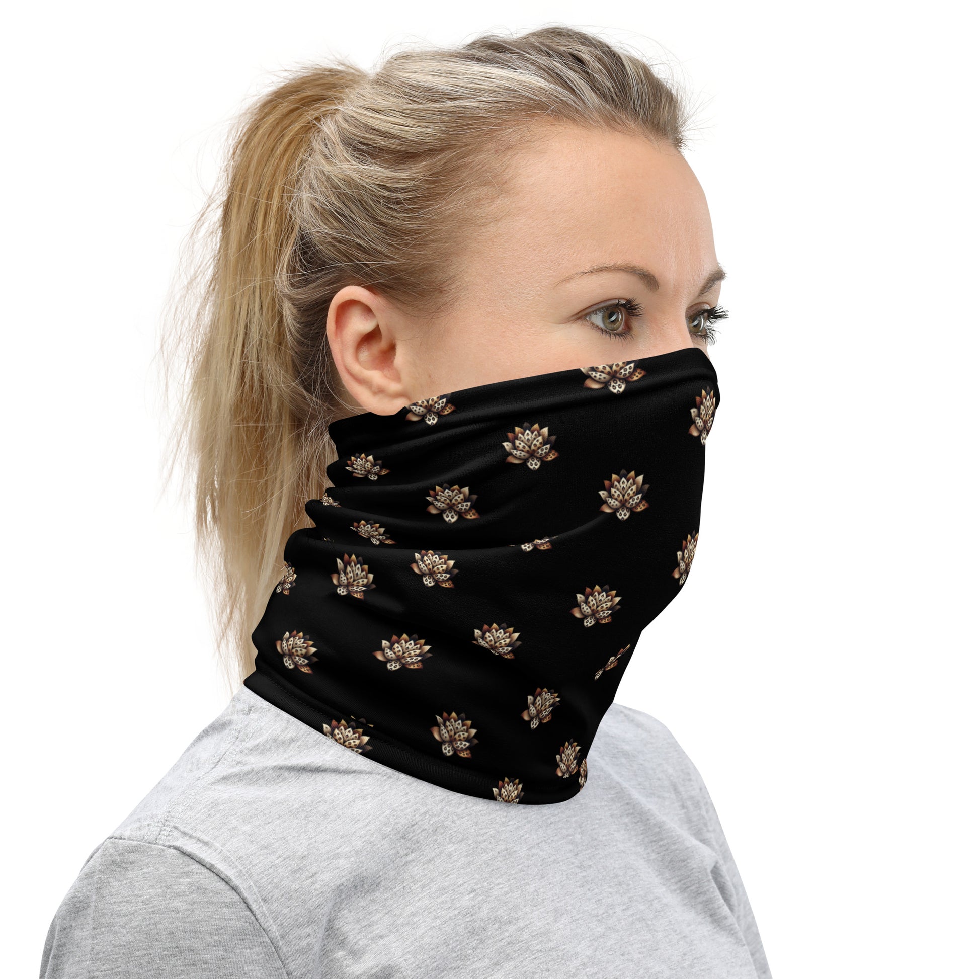 Neck Gaiter - Black - Wild Lotus Neck Gaiter Refine Zone