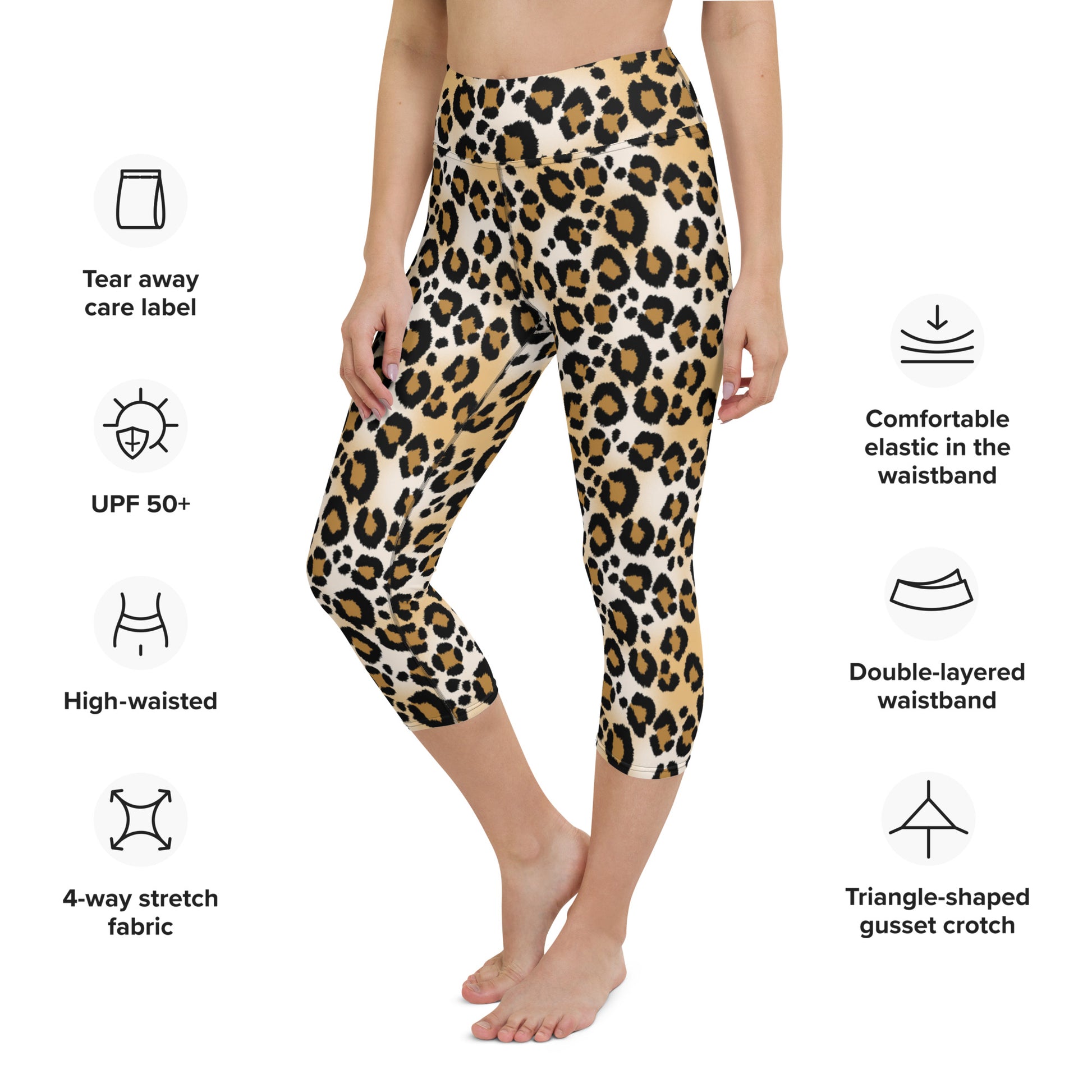 Yoga Capri Leggings for Women - Leopard Capri Refine Zone