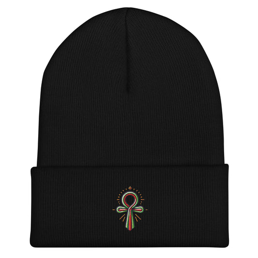 Cuffed Beanie - Colorful Ankh - Key of Life Beanies Refine Zone