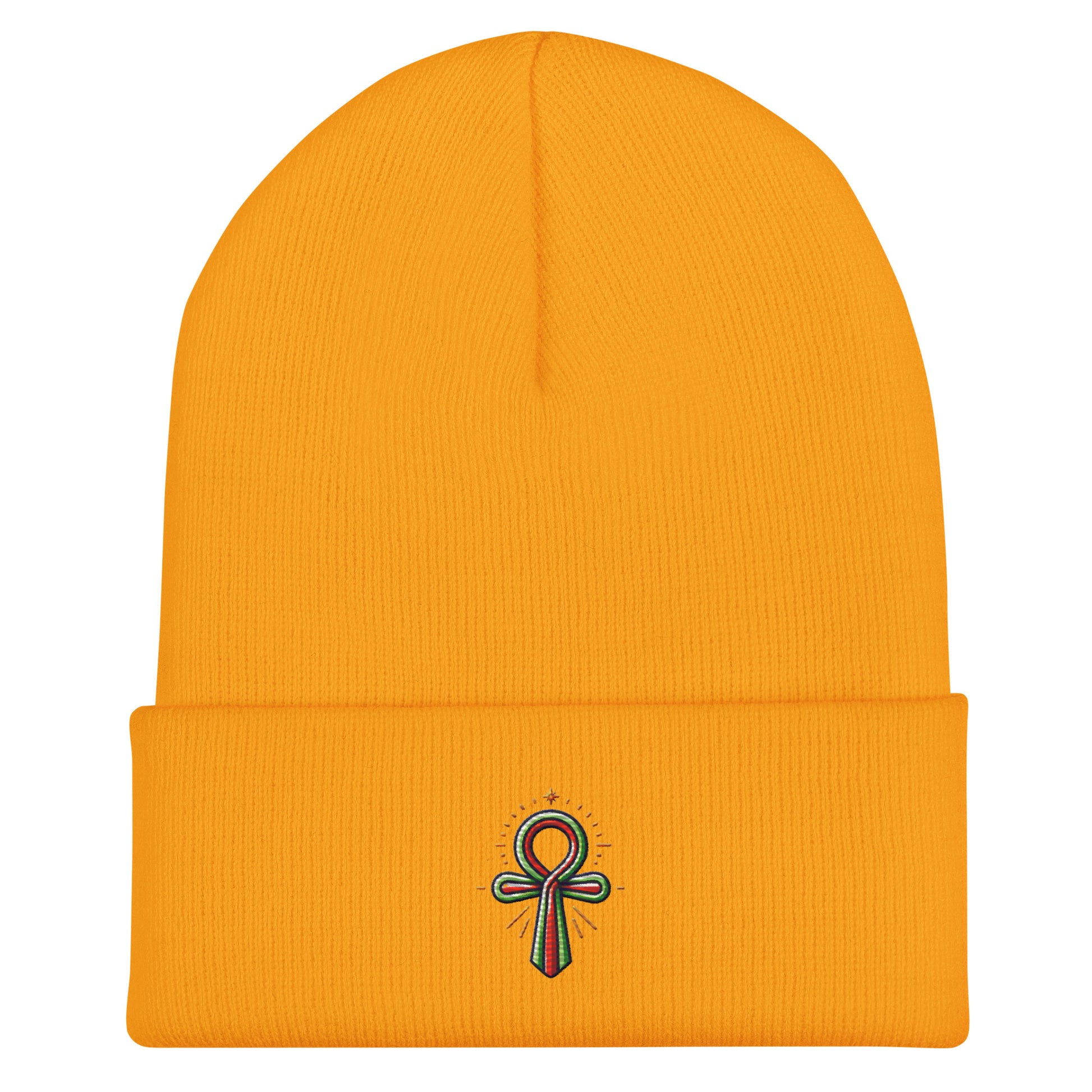 Cuffed Beanie - Colorful Ankh - Key of Life Beanies Refine Zone