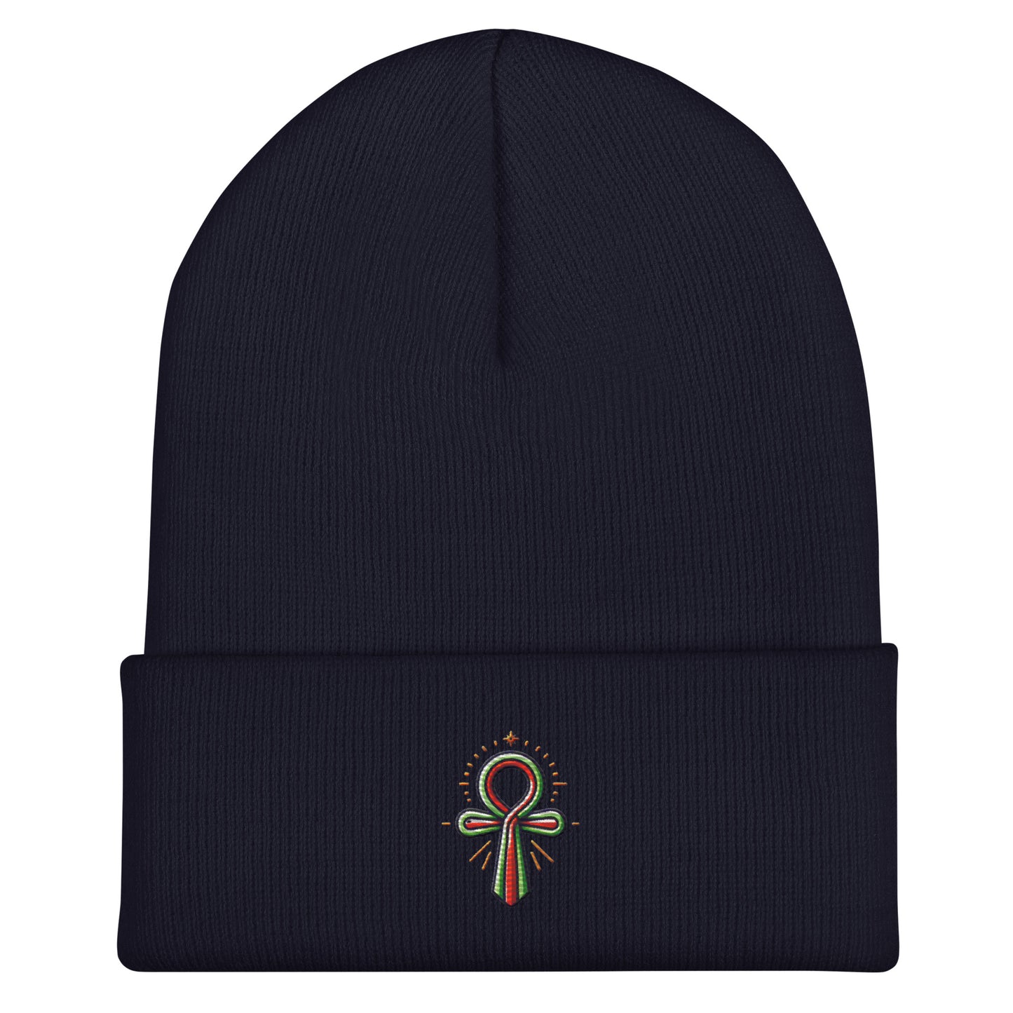 Cuffed Beanie - Colorful Ankh - Key of Life Beanies Refine Zone