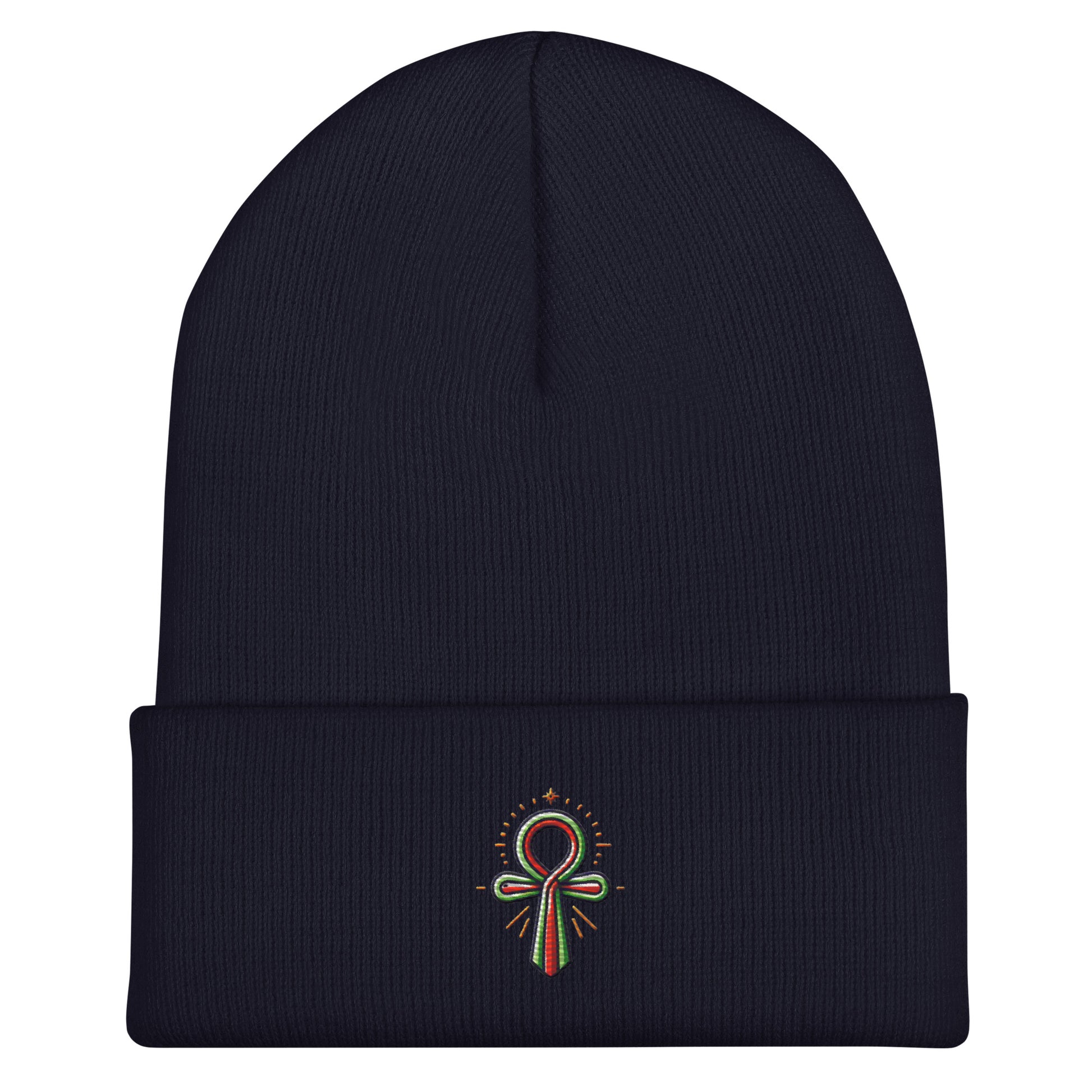 Cuffed Beanie - Colorful Ankh - Key of Life Beanies Refine Zone