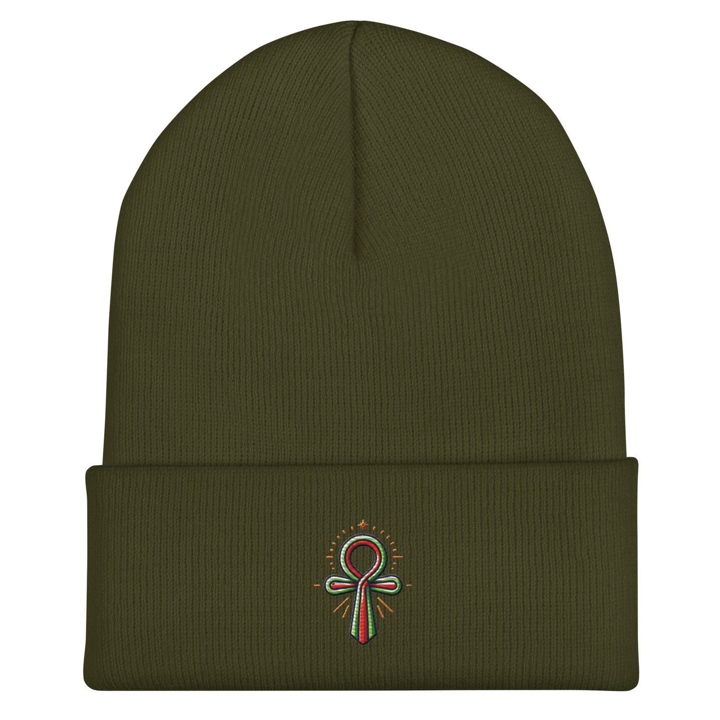Cuffed Beanie - Colorful Ankh - Key of Life Beanies Refine Zone