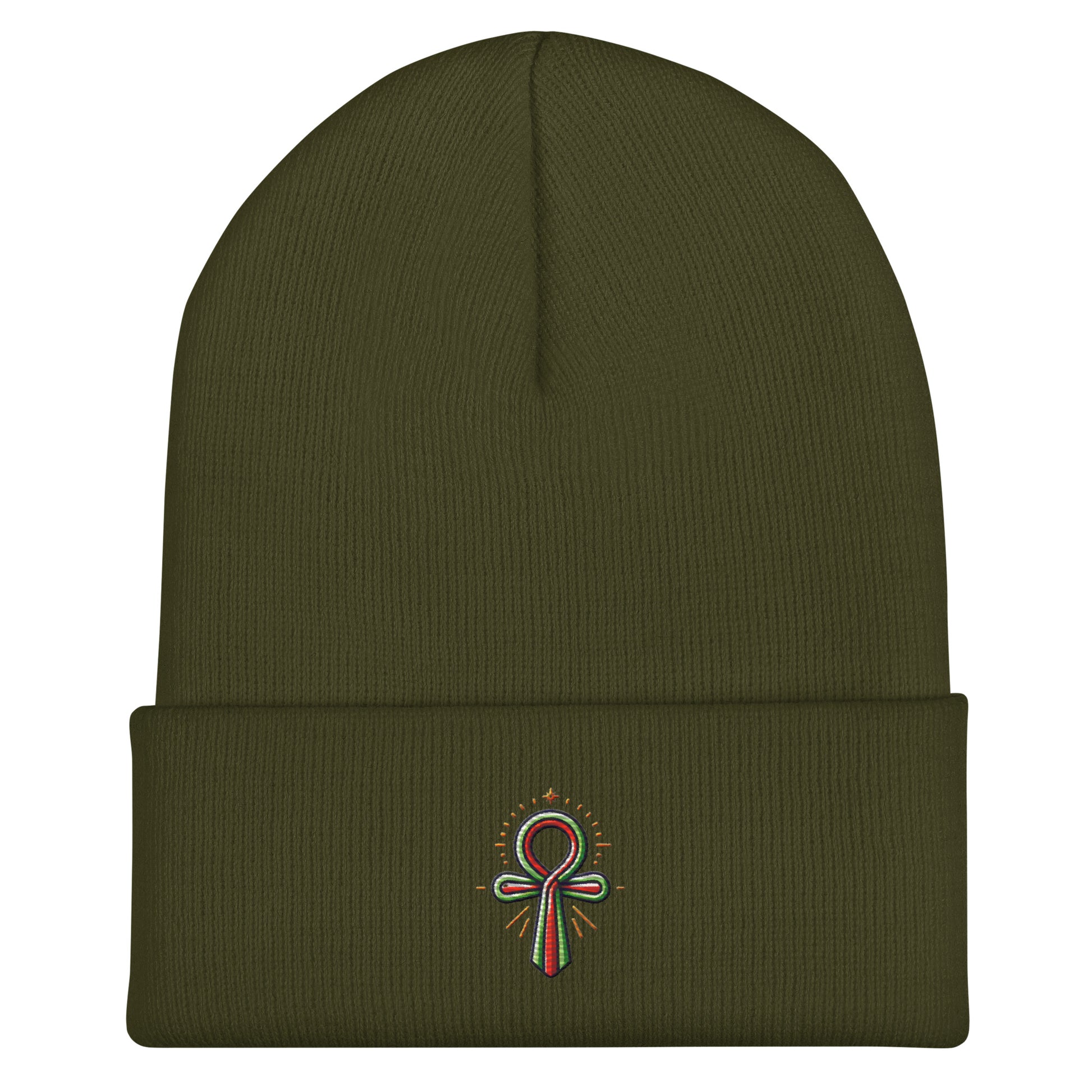 Cuffed Beanie - Colorful Ankh - Key of Life Beanies Refine Zone
