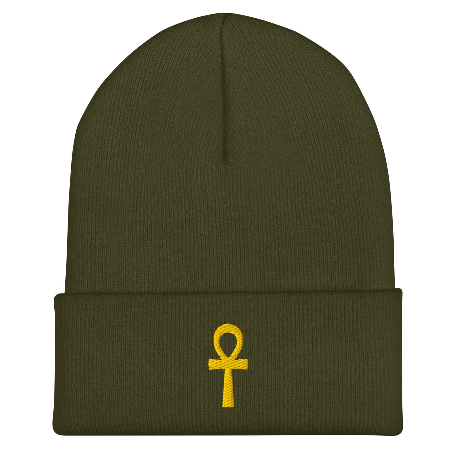 Cuffed Beanie – Ankh (☥) Beanies Refine Zone Olive