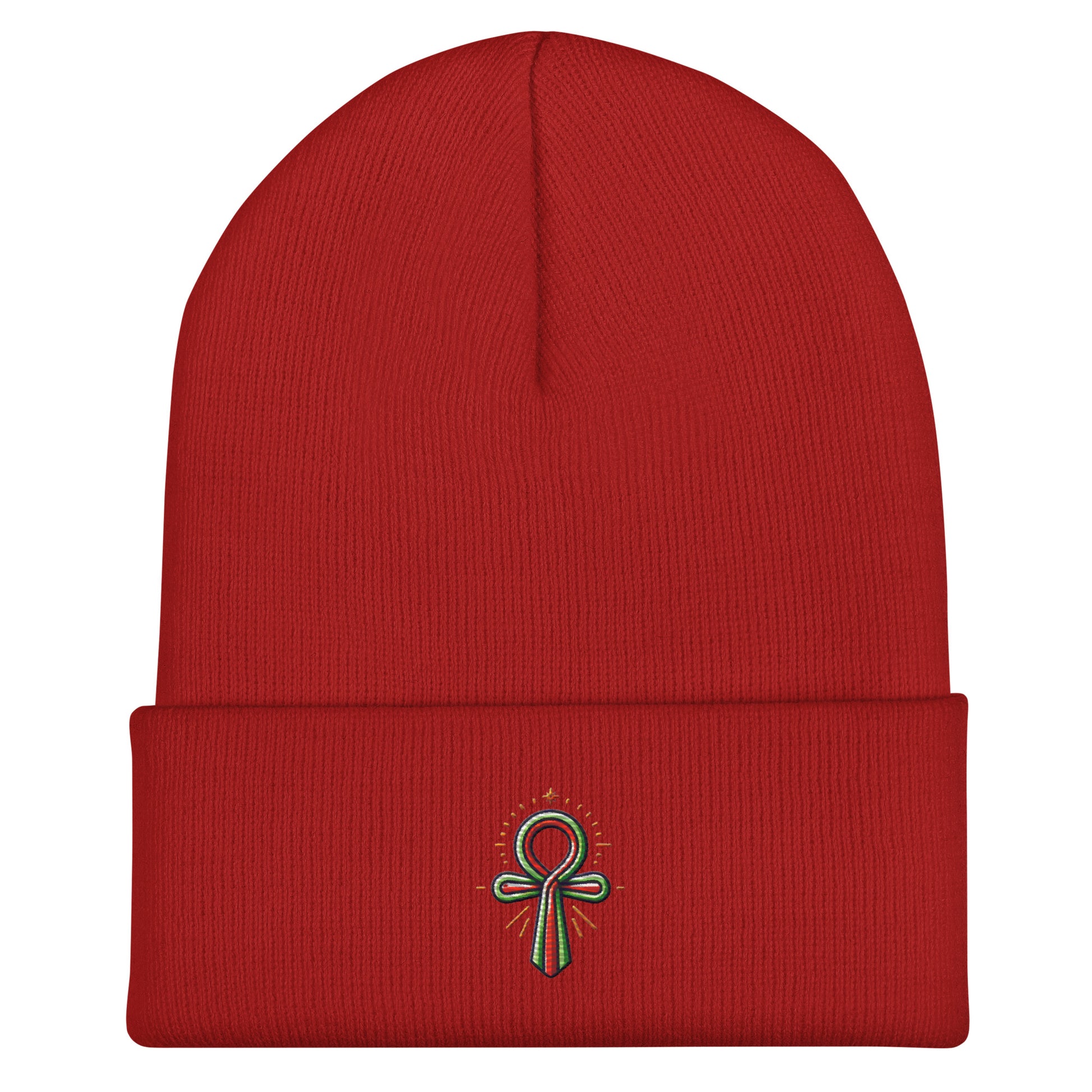 Cuffed Beanie - Colorful Ankh - Key of Life Beanies Refine Zone