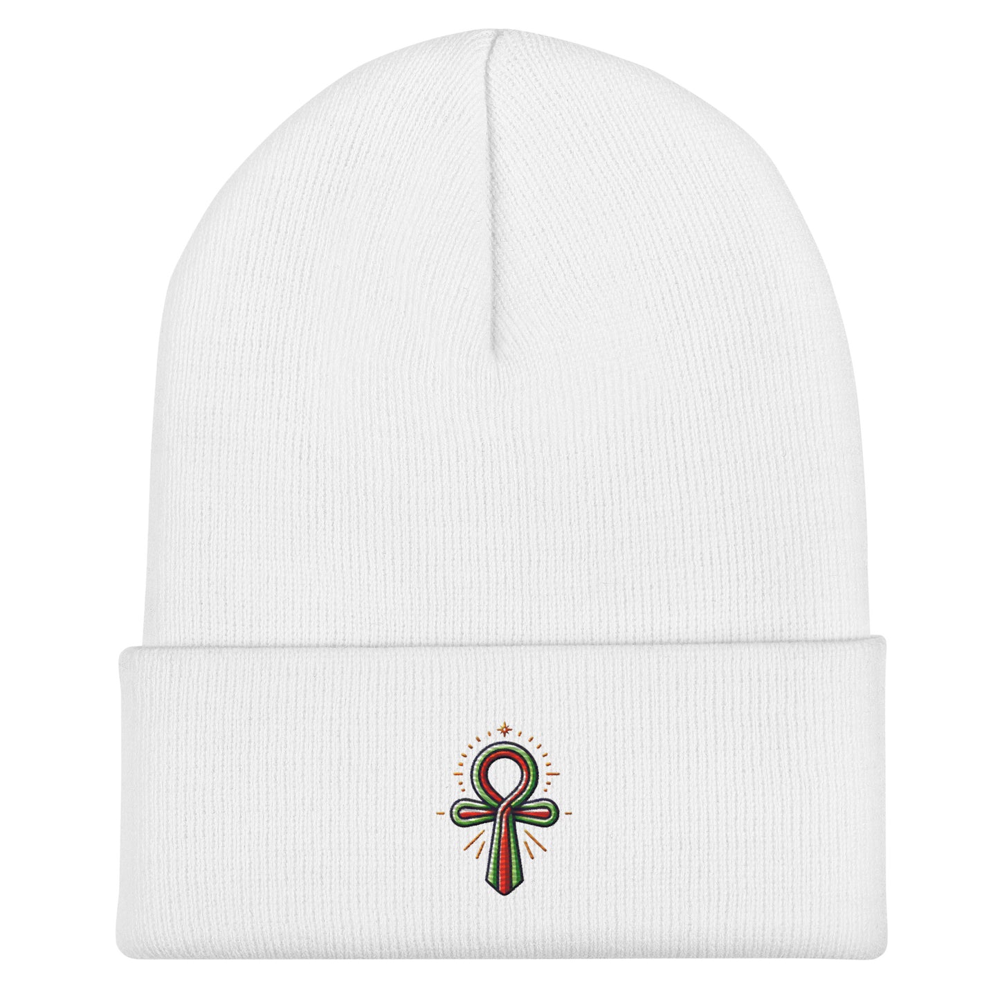 Cuffed Beanie - Colorful Ankh - Key of Life Beanies Refine Zone