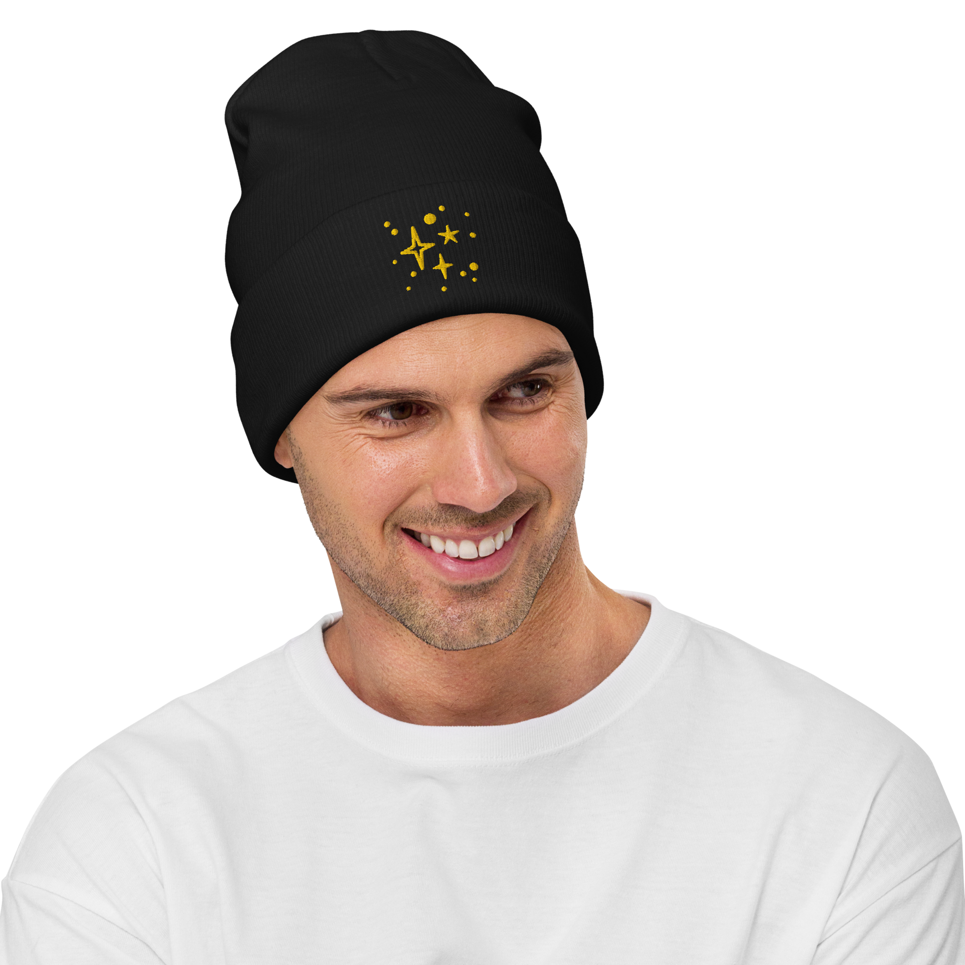 Embroidered Beanie - Gold Stars Beanies Refine Zone