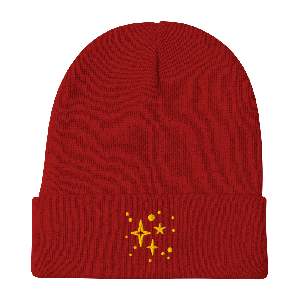 Embroidered Beanie - Gold Stars Beanies Refine Zone Red