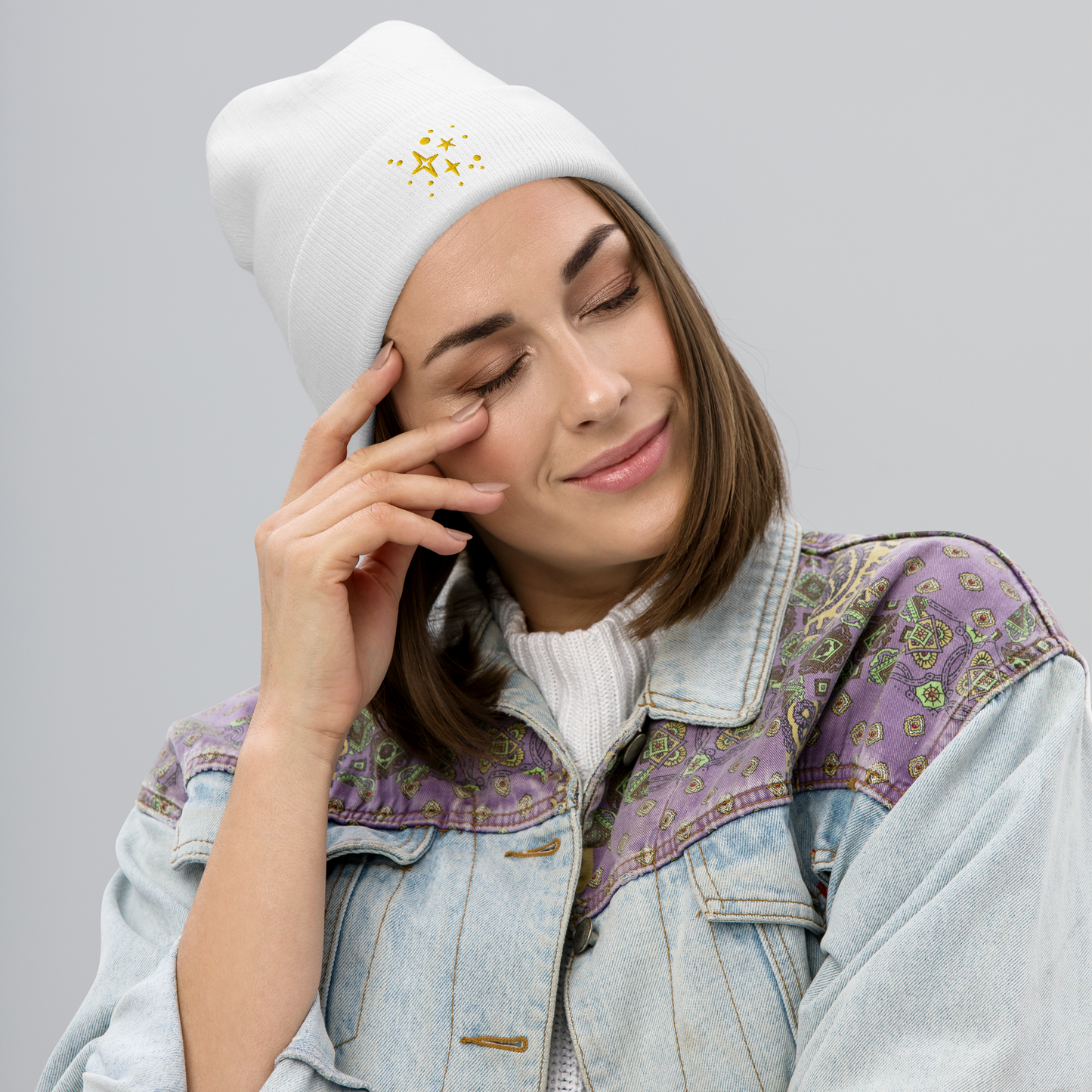 Embroidered Beanie - Gold Stars Beanies Refine Zone