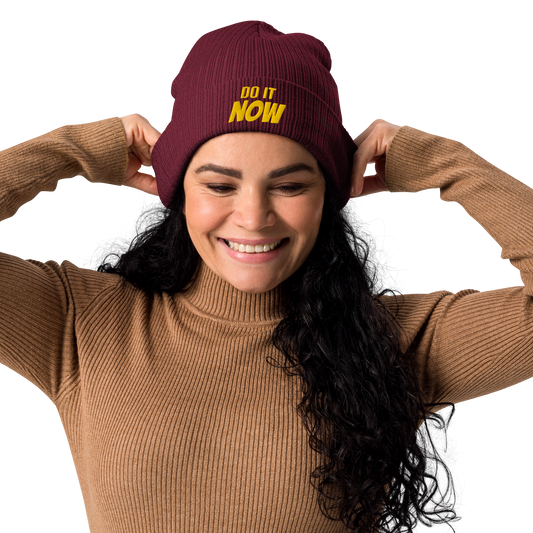 Eco-friendly 100% Organic Cotton Ribbed Cuffed Beanie - Do It Now Beanies Refine Zone Burgundy