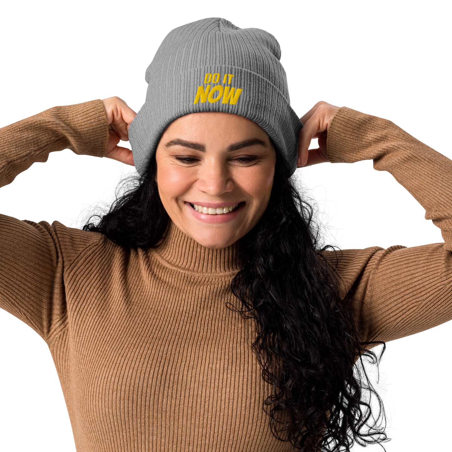 Eco-friendly 100% Organic Cotton Ribbed Cuffed Beanie - Do It Now Beanies Refine Zone Light Grey