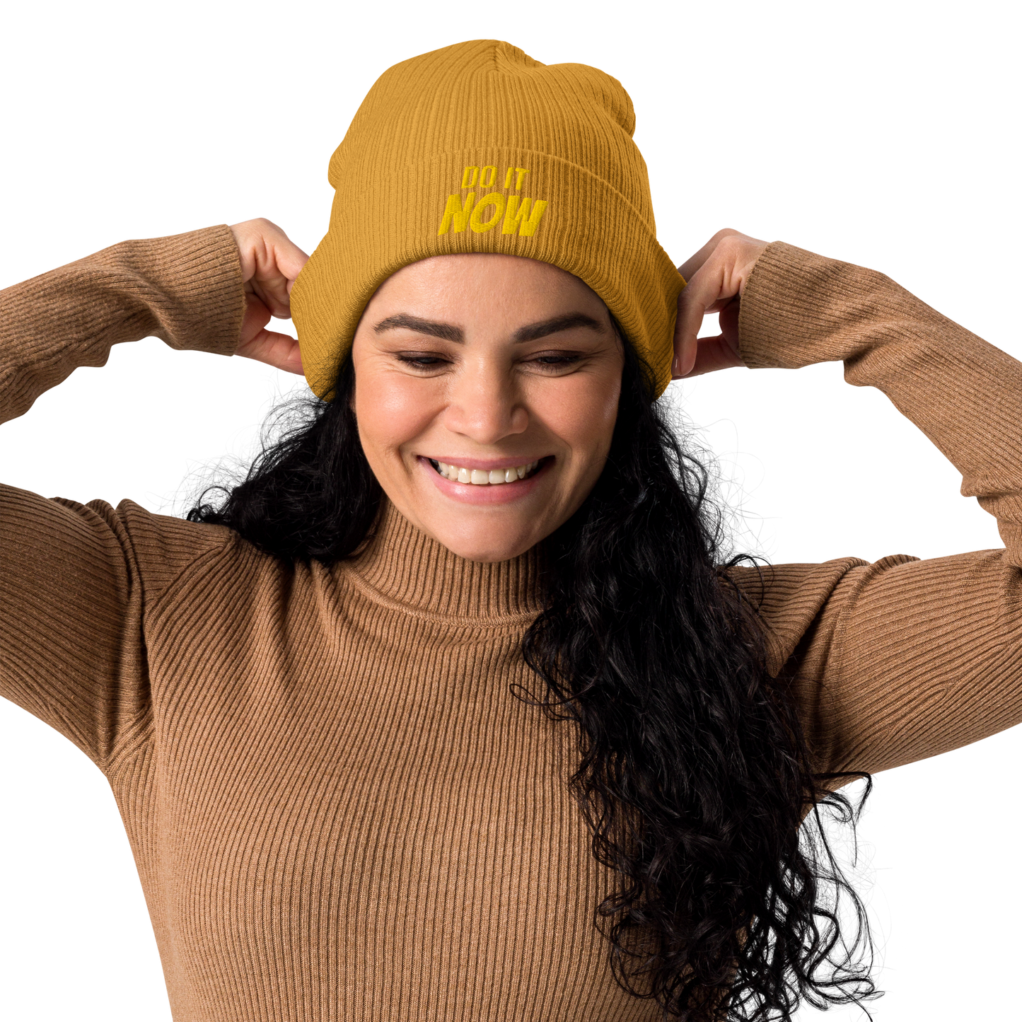 Eco-friendly 100% Organic Cotton Ribbed Cuffed Beanie - Do It Now Beanies Refine Zone Mustard Yellow
