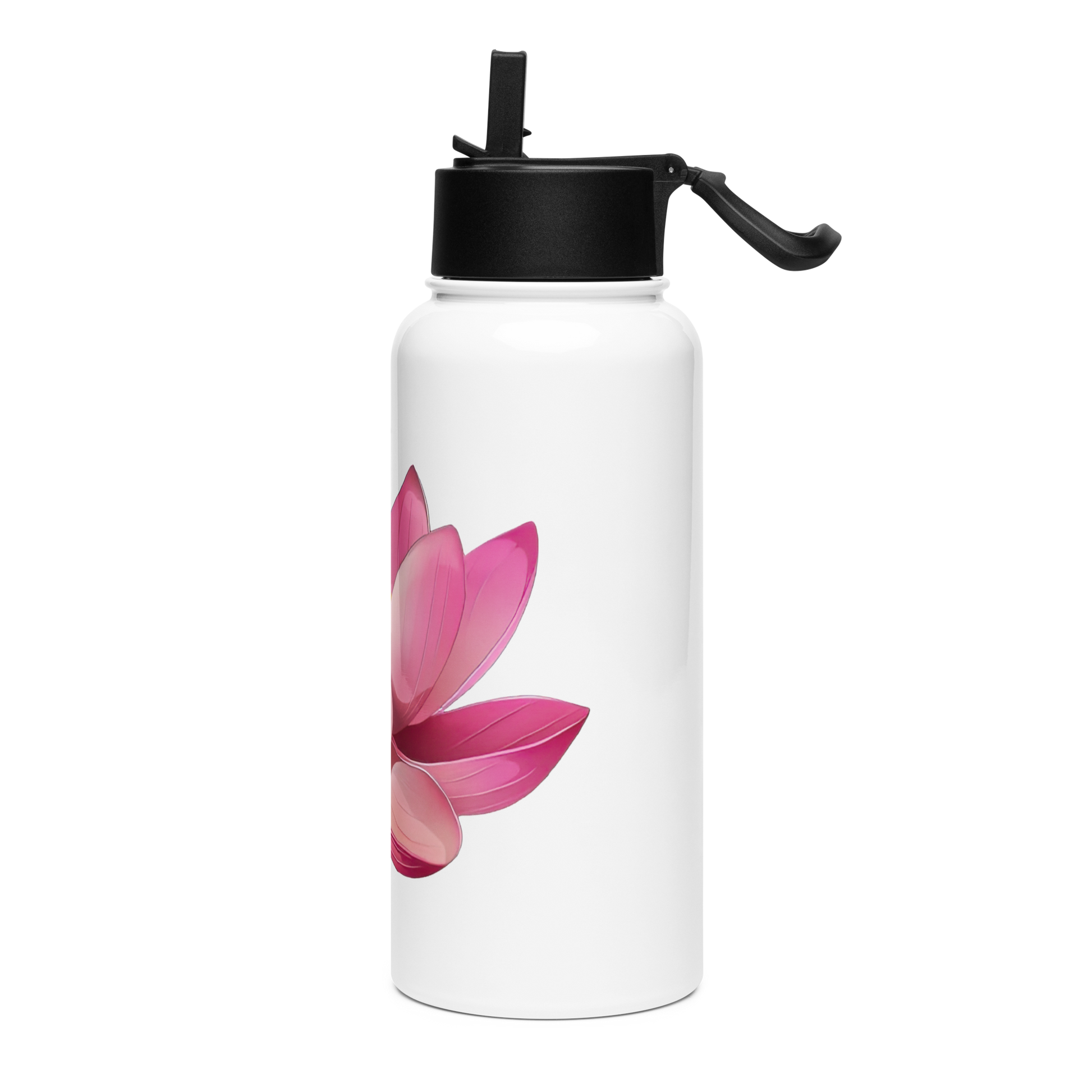 Stainless steel water bottle with a straw lid - Lotus Water Bottle Refine Zone