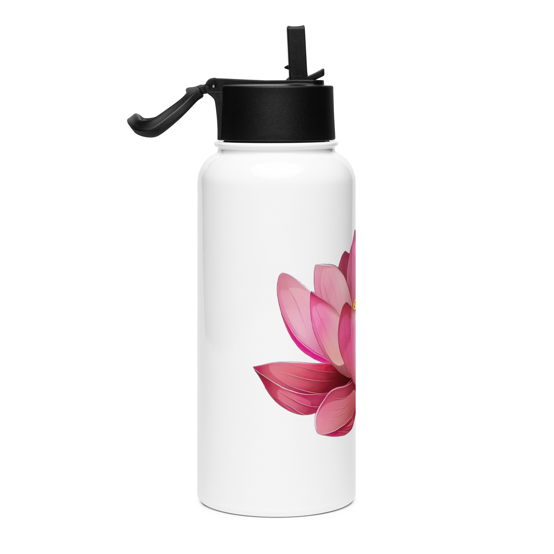 Stainless steel water bottle with a straw lid - Lotus Water Bottle Refine Zone