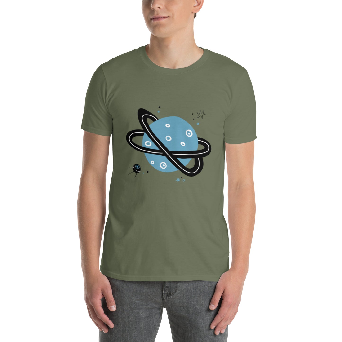 Short-Sleeve Unisex T-Shirt - Space T-Shirt Refine Zone Military Green S