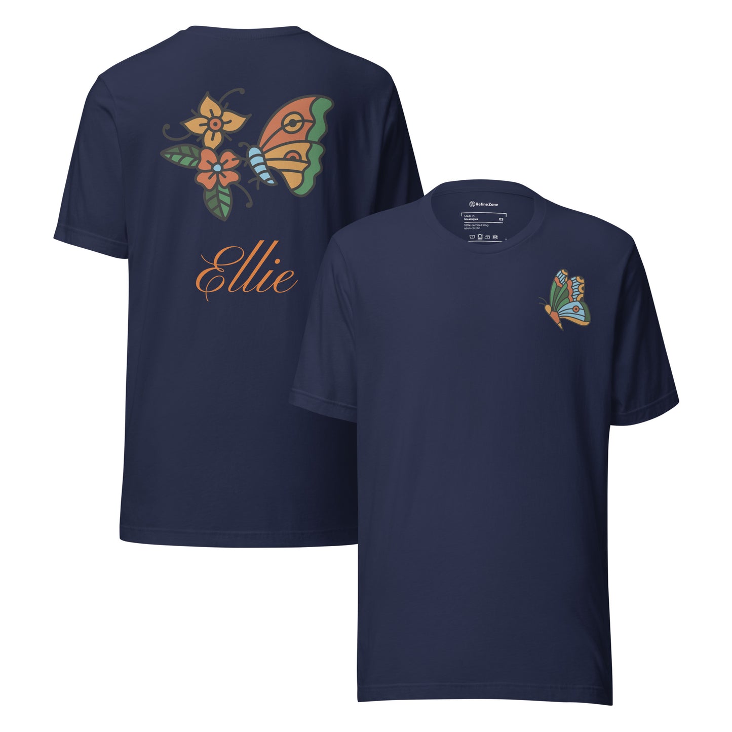 Ellie Butterfly Tattoo Tee for Women T-Shirt Refine Zone Navy XS