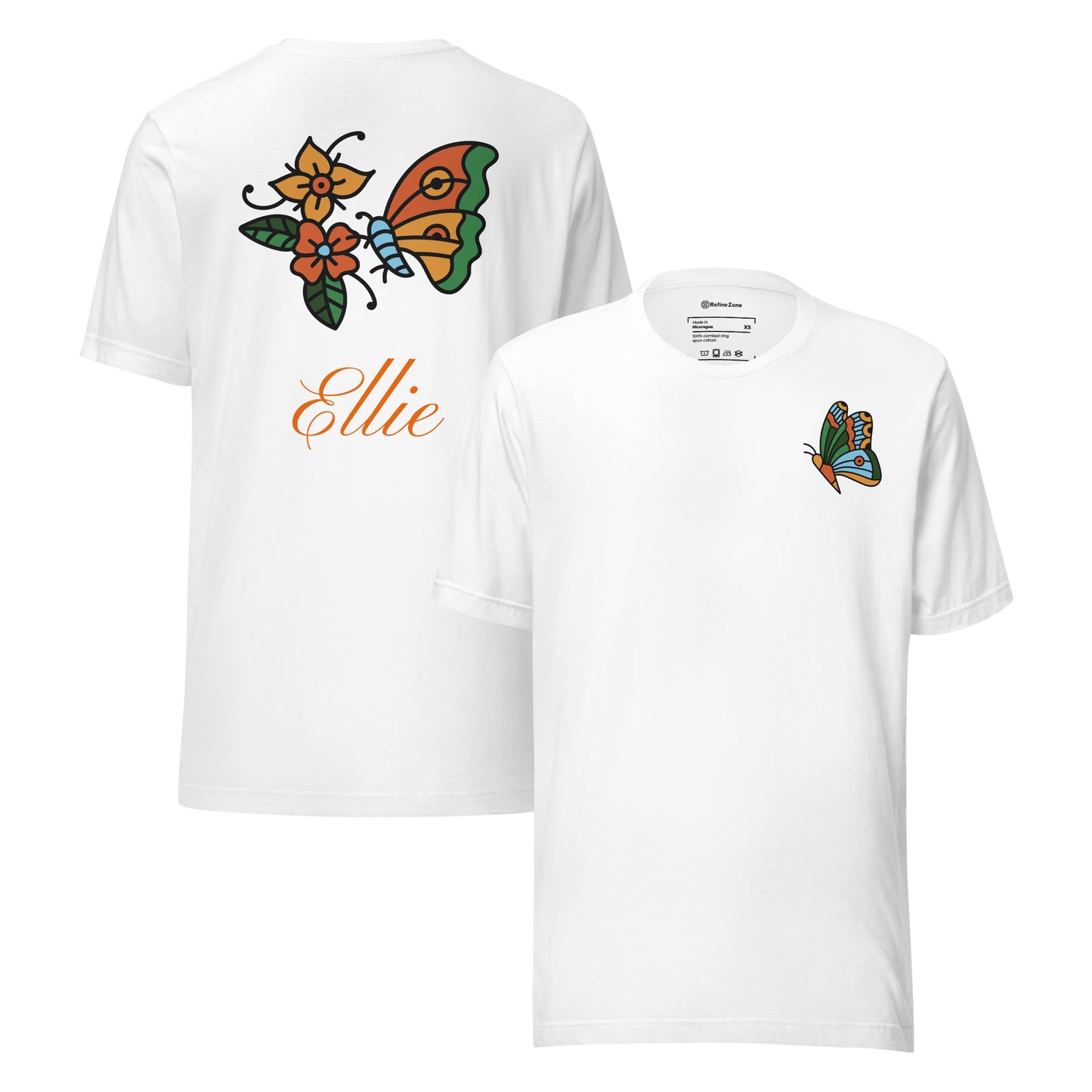 Ellie Butterfly Tattoo Tee for Women T-Shirt Refine Zone White XS